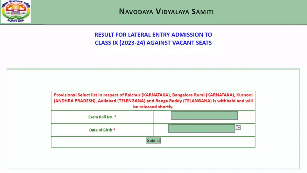 Navodaya Result 2024